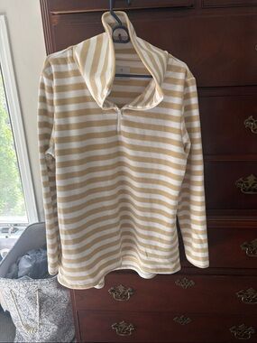 Dudley Stephens Cream & Tan Striped Half-Zip